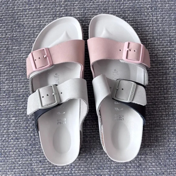 Birkenstock Arizona Split Colorblock Sandals Mineral/Rose Size 39 - Picture 3 of 11